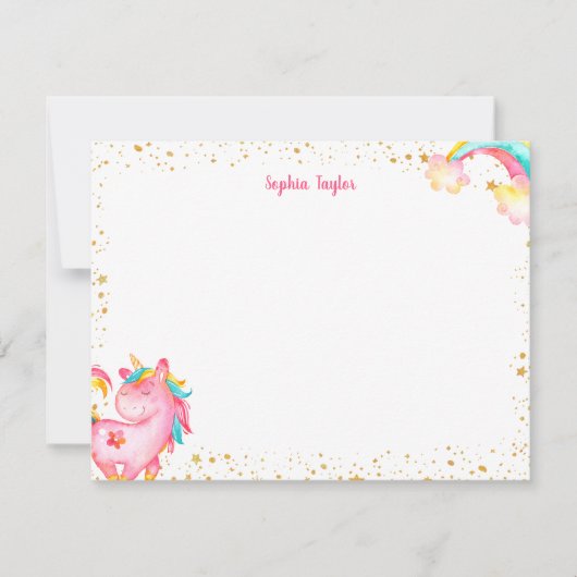 Magische Unicorn Stars Kinder Speciaal Papier Notitiekaartje (Voorkant)