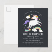 Magische Unicorn, sterren en regenboogdag Uitnodiging Briefkaart (Voorkant / Achterkant)