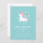 Magische Unicorn, sterren en regenboogdag Uitnodiging Briefkaart (Voorkant / Achterkant)
