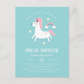 Magische Unicorn, sterren en regenboogdag Uitnodiging Briefkaart (Voorkant)