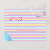 Magische Unicorn ThéBlue Sparkle Birthday Party Feestdagenkaart (Achterkant)