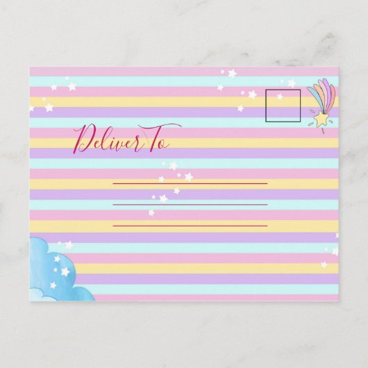 Magische Unicorn ThéBlue Sparkle Birthday Party Feestdagenkaart (Achterkant)