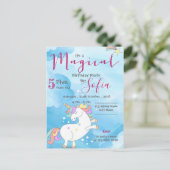 Magische Unicorn ThéBlue Sparkle Birthday Party Feestdagenkaart (Staand voorkant)
