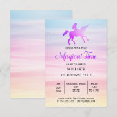 Magische Unicorn | Uitnodiging van de partij Birth (Voorkant / Achterkant)