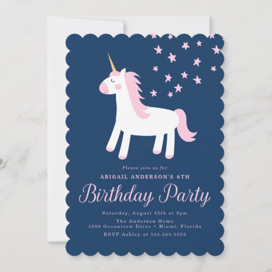 Magische Unicorn | Uitnodiging van de partij Birth (Voorkant)