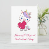 Magische Unicorn Valentijnsdag Feestdagenkaart (Staand voorkant)