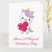 Magische Unicorn Valentijnsdag Kaart (Gele Bloem)