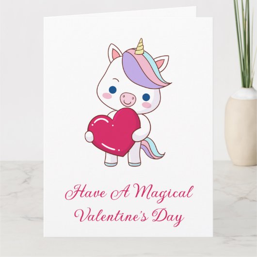 Magische Unicorn Valentijnsdag Kaart (Voorkant)