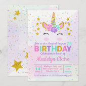 Magische Unicorn Verrassing Verjaardag Uitnodiging (Voorkant / Achterkant)