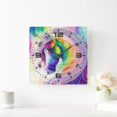 Magische Unicorn vierkante muurklok Vierkante Klok (Huis)