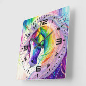 Magische Unicorn vierkante muurklok Vierkante Klok (Hoek)