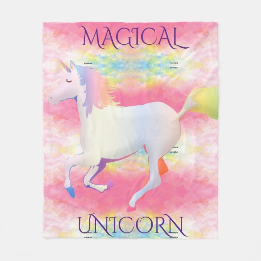 MAGISCHE UNICORN vlootsdeken. Fleece Deken (Voorkant)