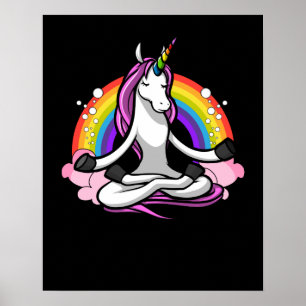 Magische Unicorn Yoga Zen Meditation Rainbow Poster