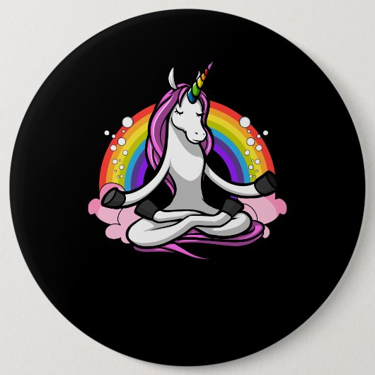 Magische Unicorn Yoga Zen Meditation Rainbow Ronde Button 6,0 Cm (Voorkant)