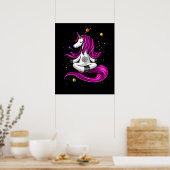 Magische Unicorn Yoga Zen Space Meditation Poster (Keuken)