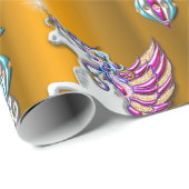 Magische Unicorns Golden Kerstmis Cadeaupapier (Rol Hoek)