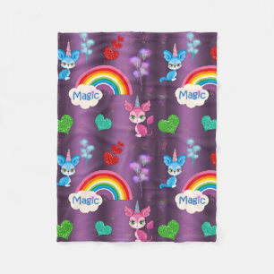 Magische Unicorns Paars Fleece Deken