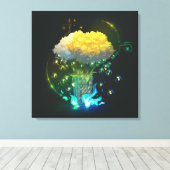 Magische vaas met bloemen Canvasprint op spanraam Canvas Afdruk (Insitu (Houten vloer))