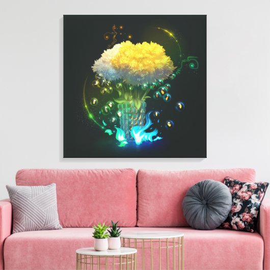 Magische vaas met bloemen Stretched Canvas Print (Insitu (Woonkamer))