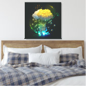Magische vaas met bloemen Stretched Canvas Print (Insitu (Slaapkamer))