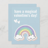Magische Valentijnsdag, Cute Kinder Unicorn Regenb Briefkaart (Voorkant / Achterkant)