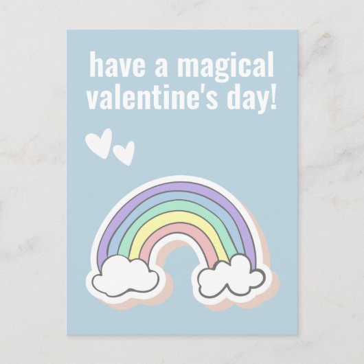 Magische Valentijnsdag, Cute Kinder Unicorn Regenb Briefkaart (Voorkant)