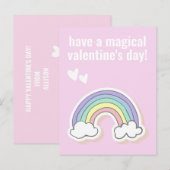 Magische Valentijnsdag, Cute Kinder Unicorn Regenb Briefkaart (Voorkant / Achterkant)