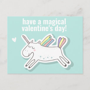 Magische Valentijnsdag - Kute Kinder Unicorn Postc Briefkaart