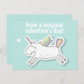 Magische Valentijnsdag - Kute Kinder Unicorn Postc Briefkaart (Voorkant / Achterkant)