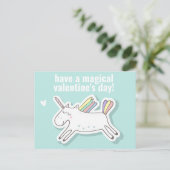 Magische Valentijnsdag - Kute Kinder Unicorn Postc Briefkaart (Staand voorkant)