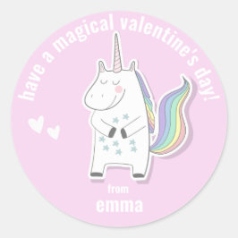 Magische Valentijnsdag - Kute Kinder Unicorn Ronde Sticker
