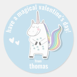 Magische Valentijnsdag - Kute Kinder Unicorn Ronde Sticker