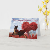 Magische Valentijnsdag Unicorn en Dragon Kaart (Gele Bloem)
