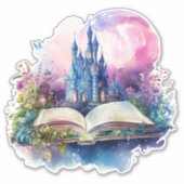 Magische verhalenboek kunst Waterverf Fantasy Boek Sticker (Voorkant)