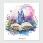 Magische verhalenboek kunst Waterverf Fantasy Boek Sticker (Vel)