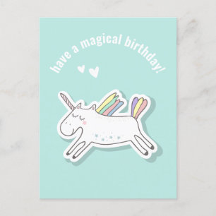 Magische verjaardag - Cute Kinder Unicorn Card Briefkaart