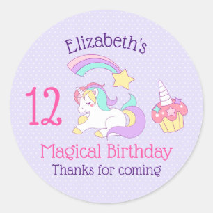 Magische Verjaardag Eenhoorn Cupcake & Shooting St Ronde Sticker