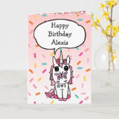 Magische Verjaardag Eenhoorn Vlinder Kaart (Gele Bloem)