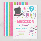 Magische verjaardag Party Meisje Magician Kaart (Voorkant / Achterkant)