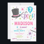 Magische verjaardag Party Meisje Magician Kaart<br><div class="desc">Deze Magic Theme uitnodiging is perfect voor iedereen! De tekst kan worden aangepast en u kunt kleuren en lettertypestijlen wijzigen.</div>