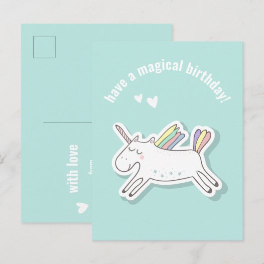 Magische Verjaardag - Schattige Kinderen Eenhoorn Briefkaart (Voorkant / Achterkant)
