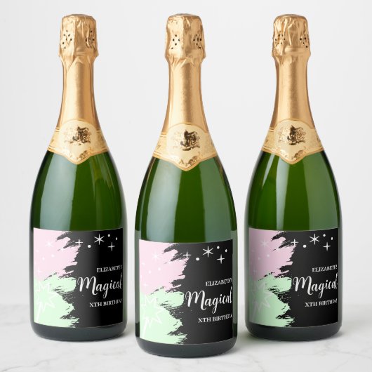 Magische verjaardag sparkling wijnetiket (Flessen)