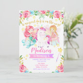 Magische Verjaardag Uitnodiging Eenhoorn Sprookje (Staand voorkant)