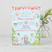 Magische verjaardagsfeest uitnodiging Eenhoorn Nar (Staand voorkant)