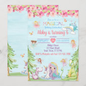 Magische verjaardagsfeest uitnodiging Eenhoorn Nar (Voorkant / Achterkant)