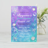 Magische Verjaardagsfeest Uitnodiging Onder De Zee (Staand voorkant)