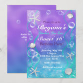 Magische Verjaardagsfeest Uitnodiging Onder De Zee (Voorkant / Achterkant)