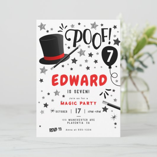 Magische verjaardagsfeestmagiër kaart (Staand voorkant)