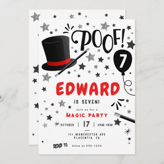 Magische verjaardagsfeestmagiër kaart (Voorkant / Achterkant)