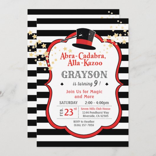 Magische verjaardagsuitnodiging kaart (Voorkant / Achterkant)